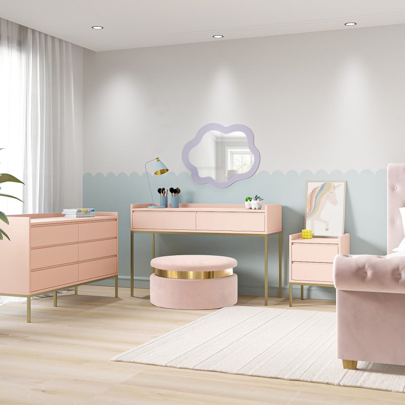 Small Pink Wooden Kids Desk with Storage - Zion - Image 5