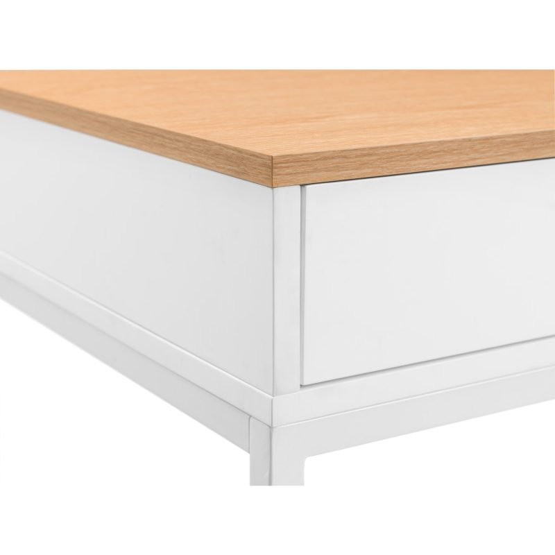 White and Oak Effect Office Desk with 2 Drawers - California - Julian Bowen - Image 3