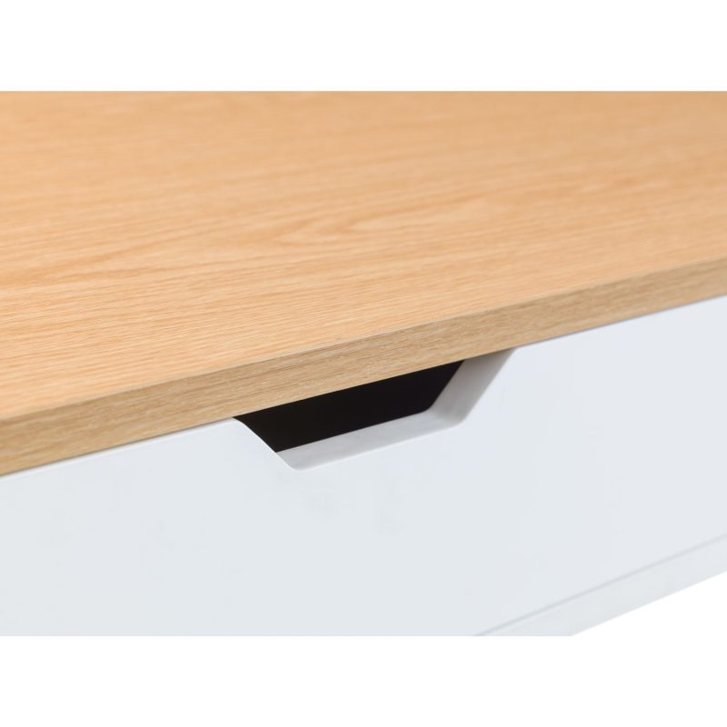 White and Oak Effect Office Desk with 2 Drawers - California - Julian Bowen - Image 5