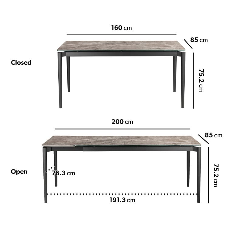 Marble Extendable Dining Table in Grey - Seats 6-8 - Camilla - Image 2