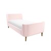 Blush Pink Velvet Single Sleigh Bed Frame with Scandi Styling - Charlotte - Image 3