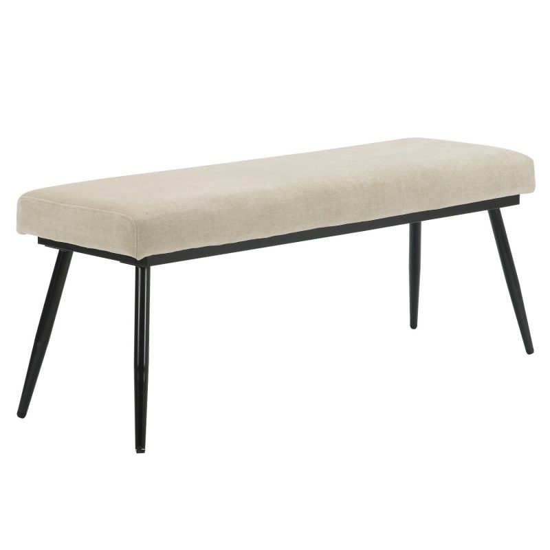 Beige Chenile Dining Bench - Seats 2 - Colbie