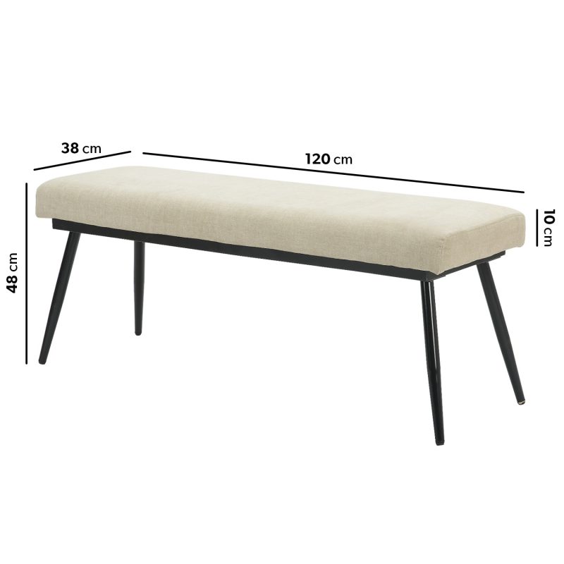 Beige Chenile Dining Bench - Seats 2 - Colbie - Image 2