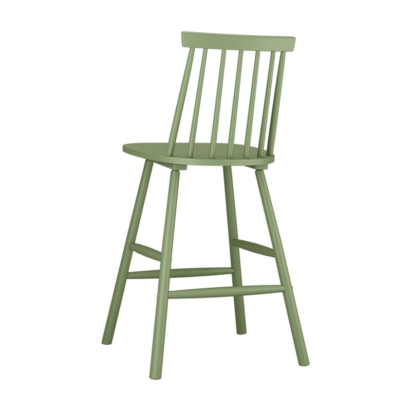 Olive Green Wooden Kitchen Stool with Spindle Back - 66cm - Cami - Image 3