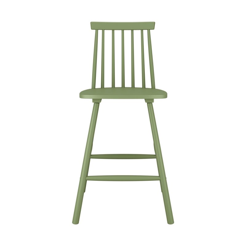 Olive Green Wooden Kitchen Stool with Spindle Back - 66cm - Cami - Image 4