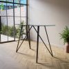 Small Glass Breakfast Bar Table with Black Metal Legs - Seats 2 - Dax