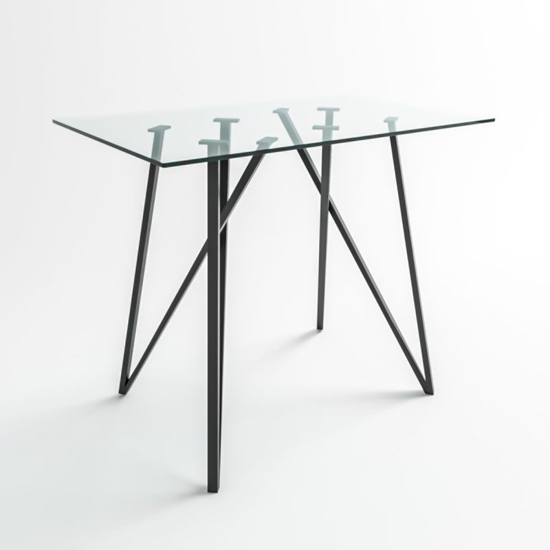Small Glass Breakfast Bar Table with Black Metal Legs - Seats 2 - Dax - Image 3