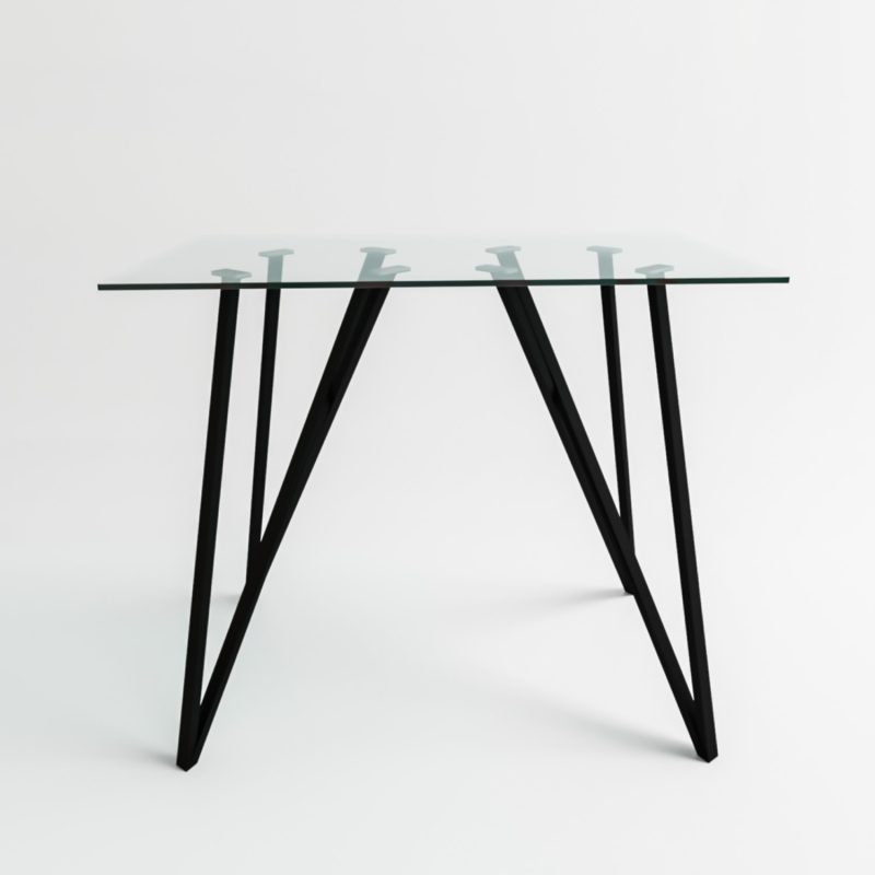 Small Glass Breakfast Bar Table with Black Metal Legs - Seats 2 - Dax - Image 4