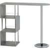 Grey Concrete Effect Breakfast Bar Table with Shelving - Charisma - Image 4