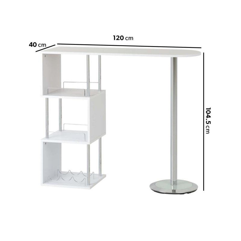 White Breakfast Bar Table with Shelving - Charisma - Image 2