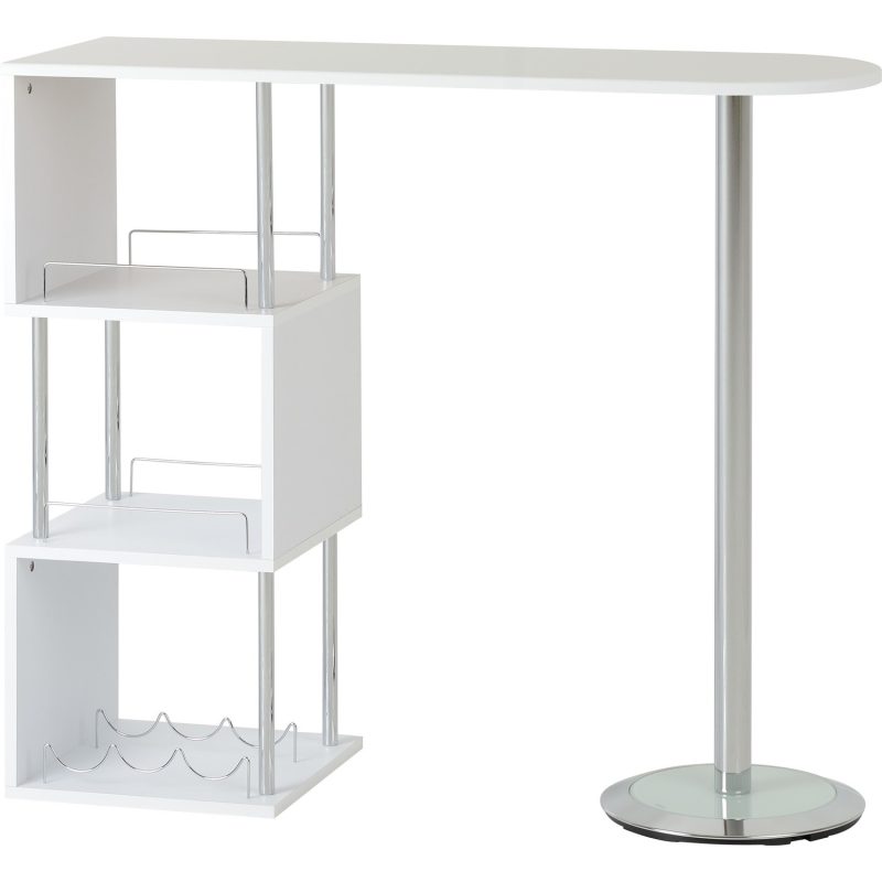 White Breakfast Bar Table with Shelving - Charisma - Image 3
