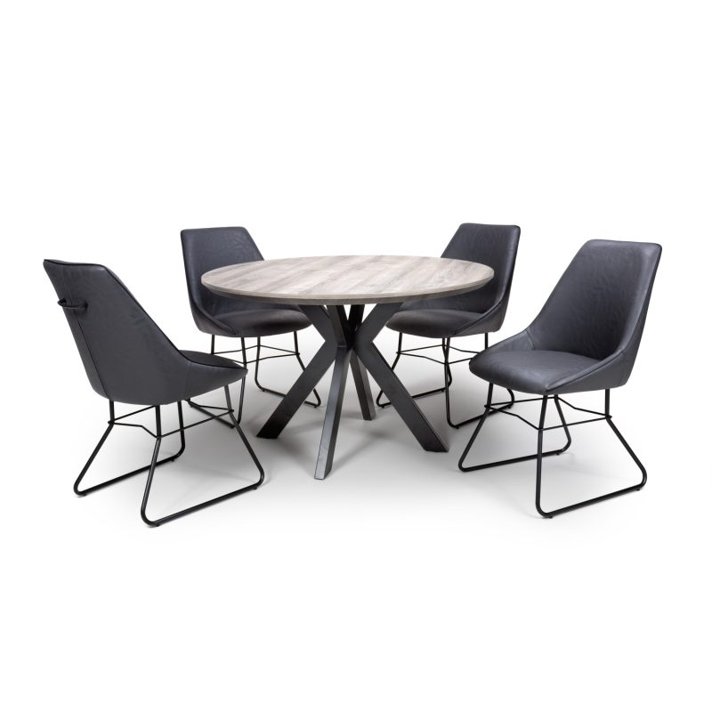 Round Grey Wood Dining Table - Seats 6 - Liberty - Image 2