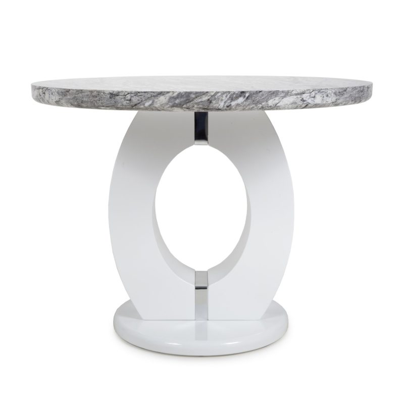 Round Grey Marble Effect Dining Table - Neptune - Image 2
