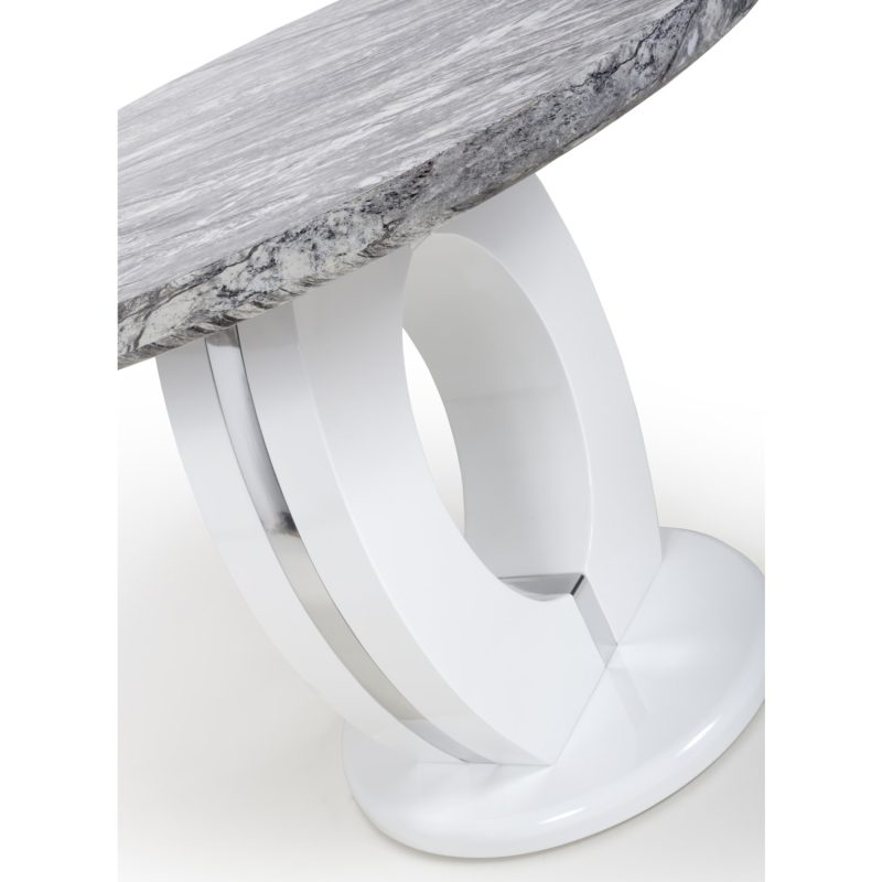 Round Grey Marble Effect Dining Table - Neptune - Image 4