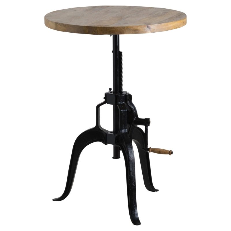 Round Wooden Adjustable Bar Table - Draftsman - Image 3