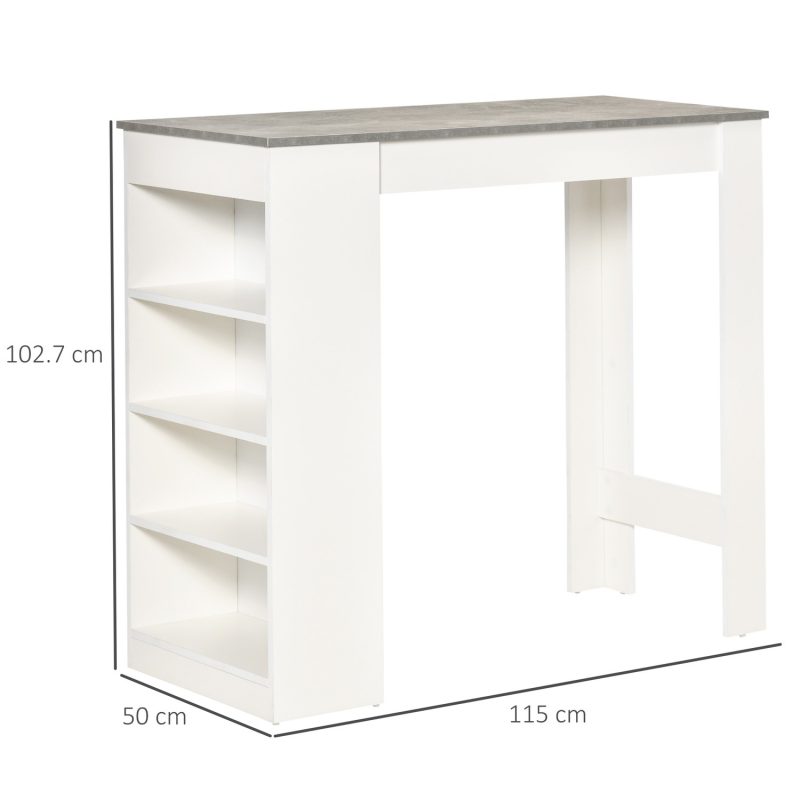White Breakfast Bar Table with Storage - Seats 2 - Ryder - Image 3