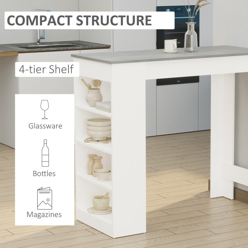 White Breakfast Bar Table with Storage - Seats 2 - Ryder - Image 4