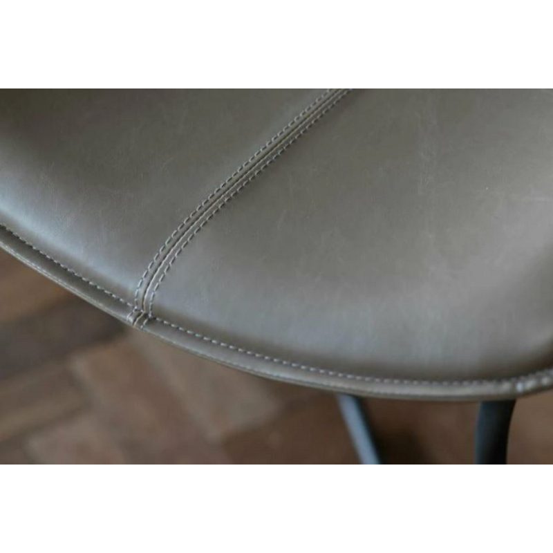 Set of 2 Grey Faux Leather Bar Stools with Backs - Caspian House - Image 2
