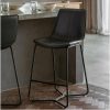 Set of 2 Grey Faux Leather Bar Stools with Backs - Caspian House - Image 3