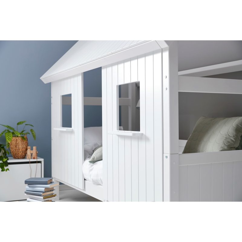 White Wooden House Cabin Bed - Nordic - Kids Avenue - Image 2