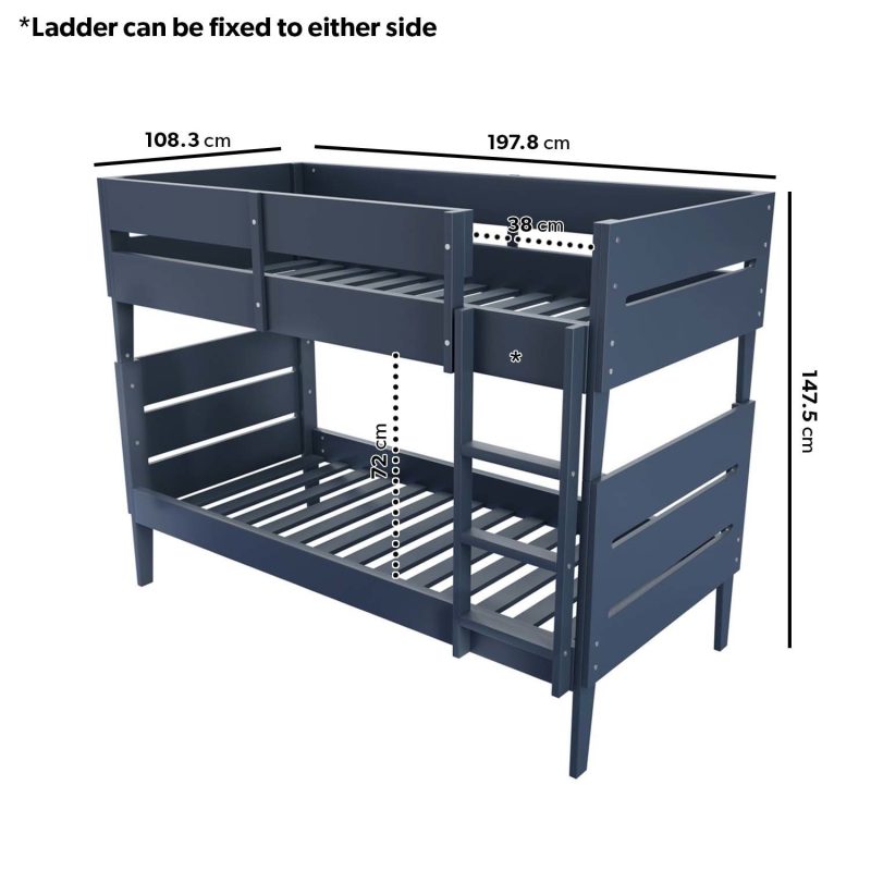 Navy Blue Wooden Detachable Bunk Bed - Hugo - Image 2