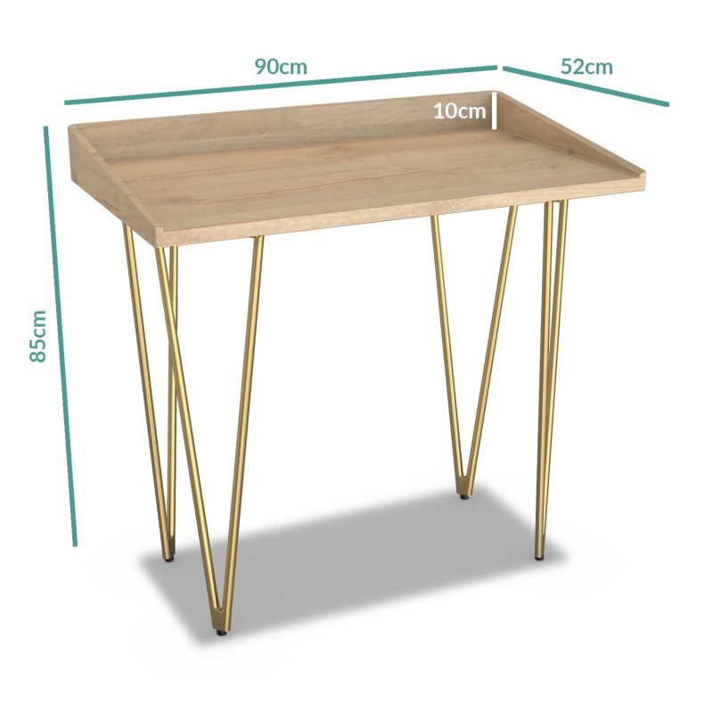 Small Solid Wood Office Desk with Hairpin Legs - Inari - Image 4