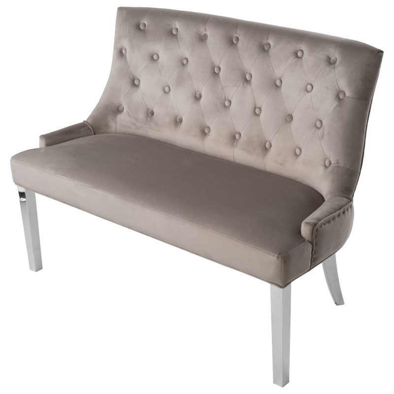 Mink Velvet High Back Dining Bench - Jade Boutique