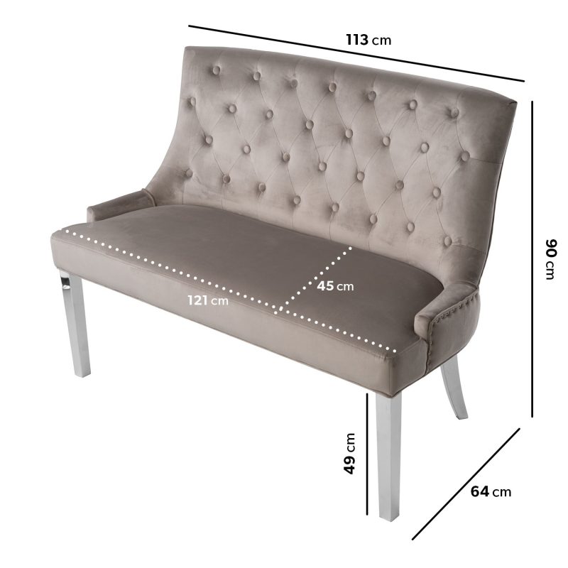 Mink Velvet High Back Dining Bench - Jade Boutique - Image 2