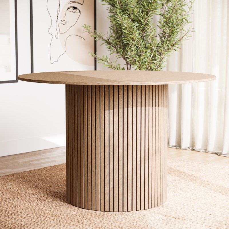 Round Light Oak Dining Table - Seats 4 - Jarel
