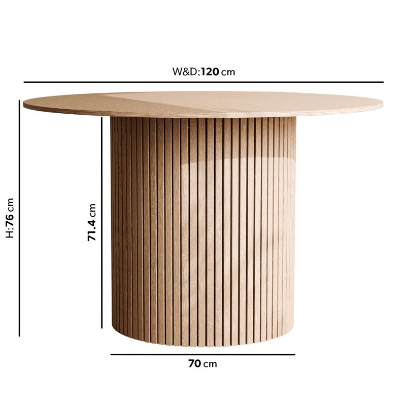 Round Light Oak Dining Table - Seats 4 - Jarel - Image 2