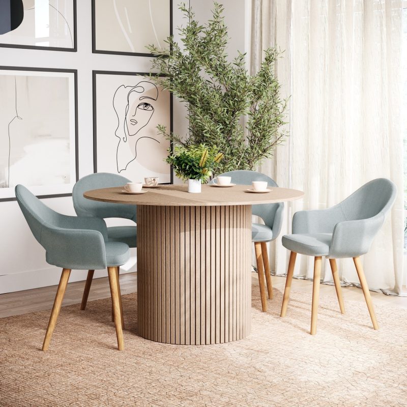 Round Light Oak Dining Table - Seats 4 - Jarel - Image 4