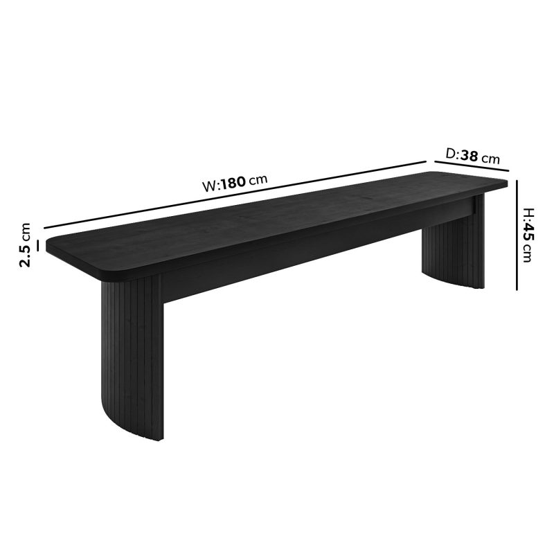 Large Black Oak Dining Bench - Seats 3 - Jarel - Image 2