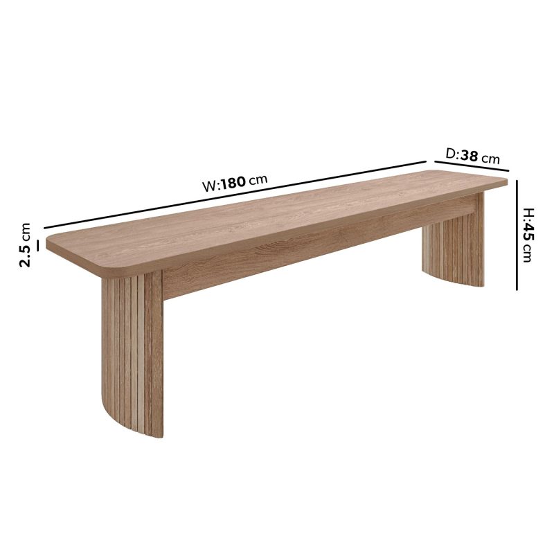 Large Light Oak Dining Bench - Seats 3 - Jarel - Image 2