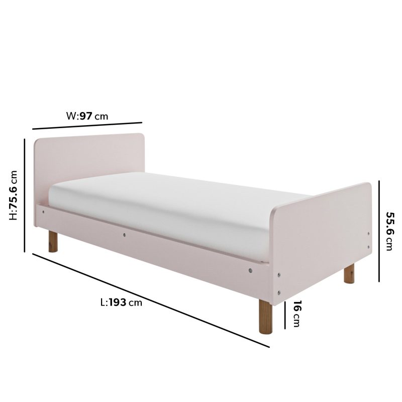 Pink Wooden Single Scandi Bed Frame - Juni - Image 2