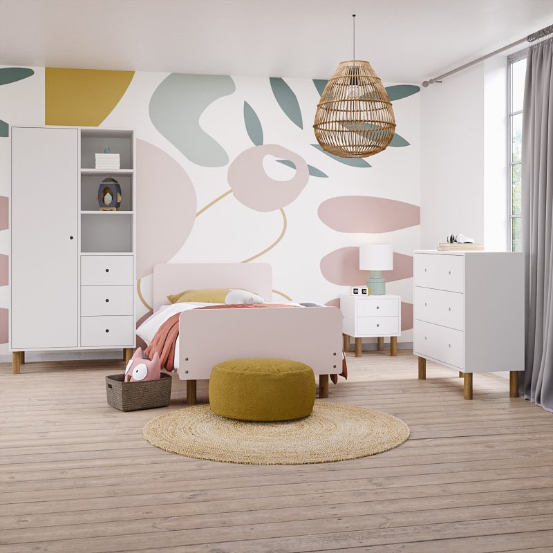 Pink Wooden Single Scandi Bed Frame - Juni - Image 4