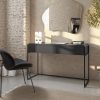 Matt Black Wood Computer Desk with Drawer - Larsen - Image 3