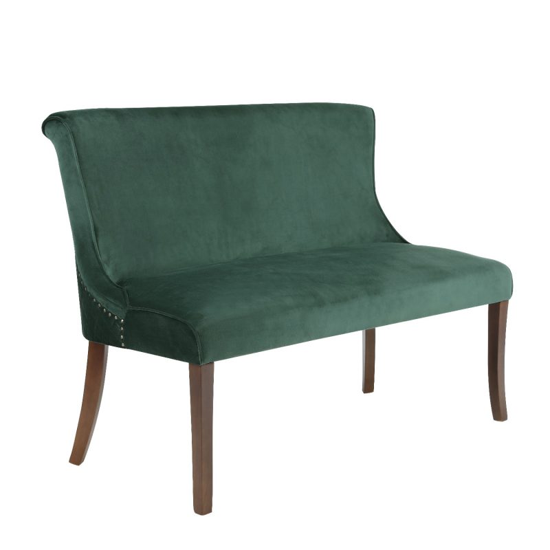 Green Velvet Dining Bench with Back - Seats 2 - Lucille