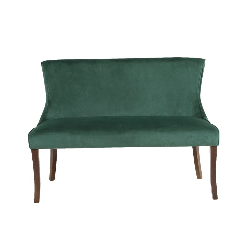 Green Velvet Dining Bench with Back - Seats 2 - Lucille - Image 3