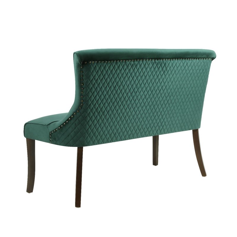 Green Velvet Dining Bench with Back - Seats 2 - Lucille - Image 4