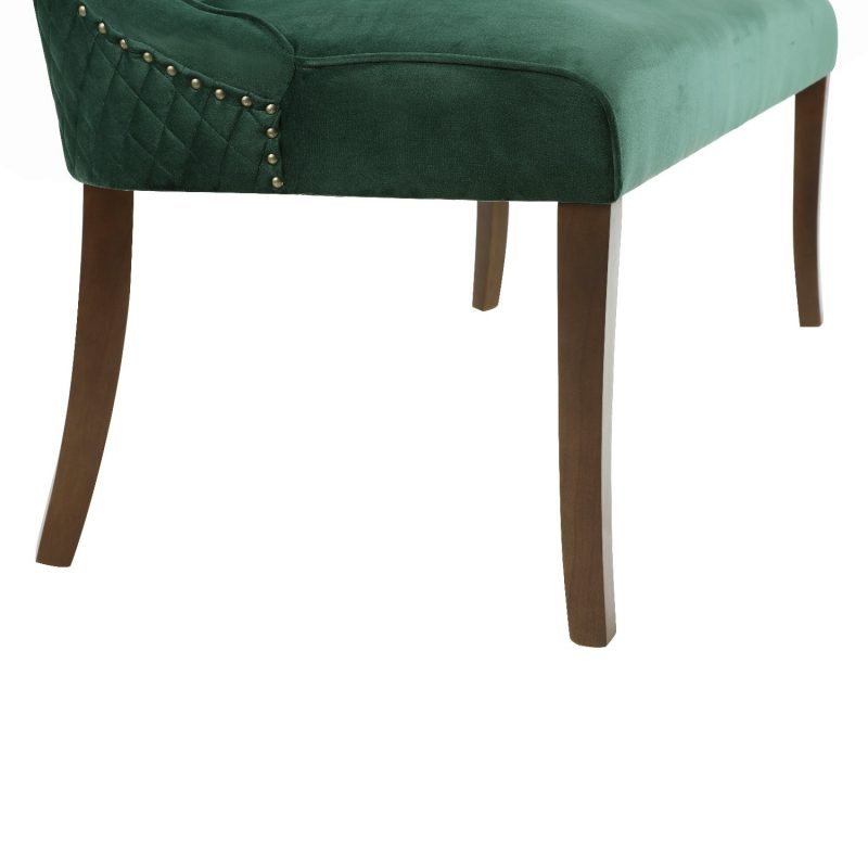 Green Velvet Dining Bench with Back - Seats 2 - Lucille - Image 5