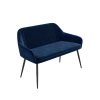 Navy Velvet Dining Bench with Back - Seats 2 - Logan