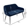 Navy Velvet Dining Bench with Back - Seats 2 - Logan - Image 2