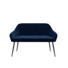 Navy Velvet Dining Bench with Back - Seats 2 - Logan - Image 3