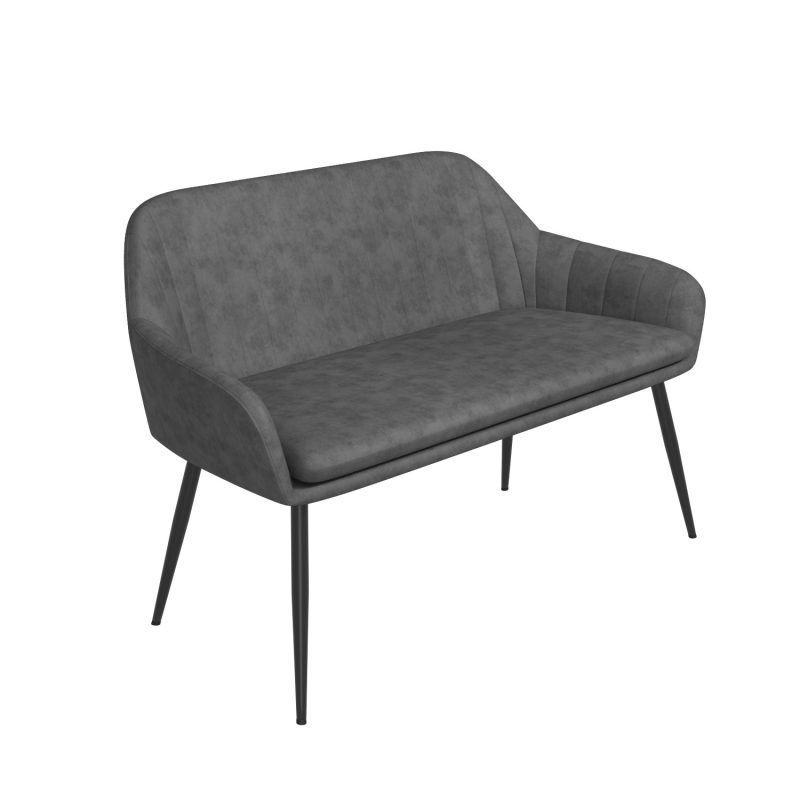 Grey Faux Leather Dining Bench with Back - Seats 2 - Logan