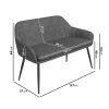 Grey Faux Leather Dining Bench with Back - Seats 2 - Logan - Image 2