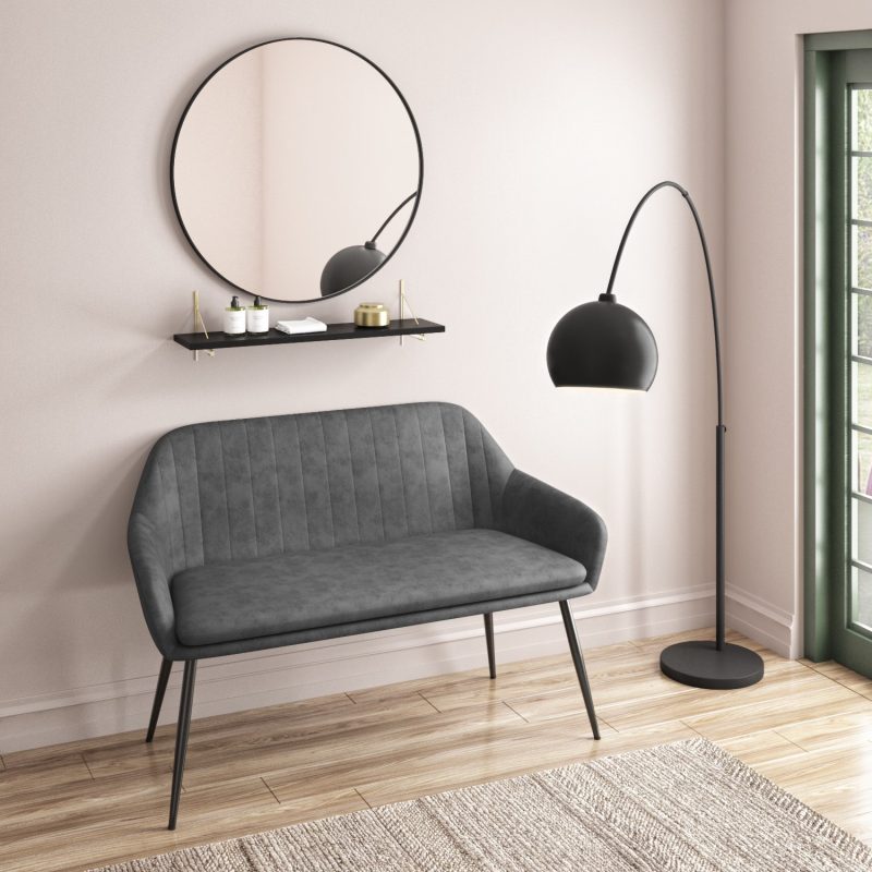 Grey Faux Leather Dining Bench with Back - Seats 2 - Logan - Image 4
