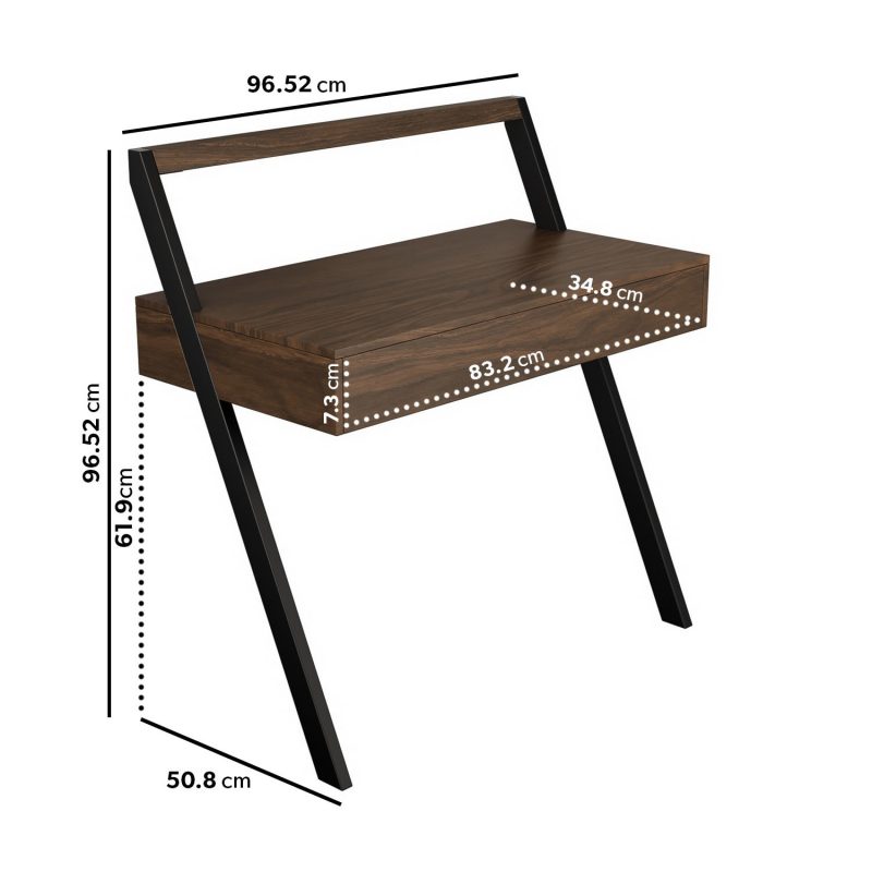 Walnut Brown Wall Mounted Leaning Desk with Storage Drawer - Nico - Image 2