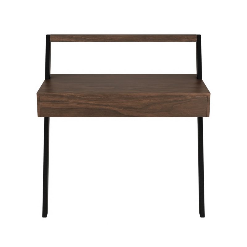 Walnut Brown Wall Mounted Leaning Desk with Storage Drawer - Nico - Image 4