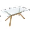 Large Rectangle Glass Top Dining Table with Solid Oak Legs - Nori - Image 2