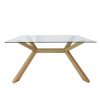 Large Rectangle Glass Top Dining Table with Solid Oak Legs - Nori - Image 3